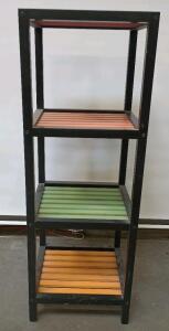 (2) Multi-Colored 4 Tier Bookshelf With Black Trim