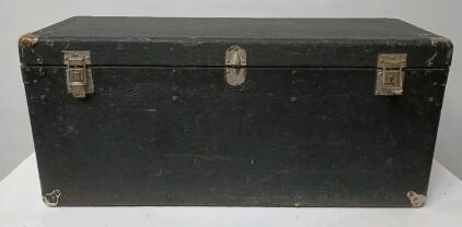 Vintage Black Leatherette Automobile Trunk L=36" W=12" H=16 1/2"