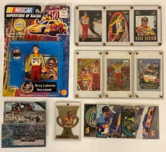 Collection Of Vintage NASCAR Memorabilia Including Cards And Special Edition Terry Labonte Figure