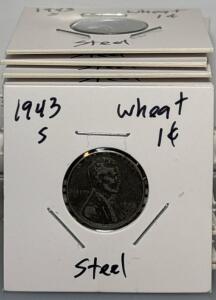 (25) Steel Wheat Cent Pennies