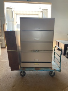 Rolling Flat Cart w/ Filing Cabinet and Bookshelf