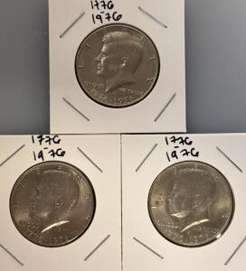 (3) Bicentennial John F. Kennedy Half Dollar Coins