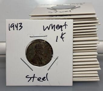 (25) Steel Wheat Cent Pennies