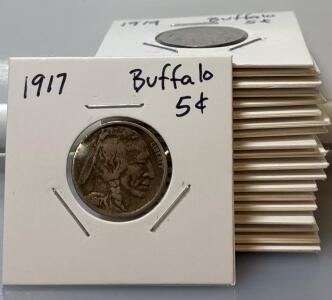 (20) Indian Head Buffalo Nickel