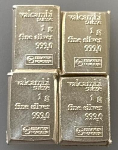 (4) Valcambi Suisse 1G 999.0 Fine Silver Bars