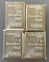 (4) Valcambi Suisse 1G 999.0 Fine Silver Bars