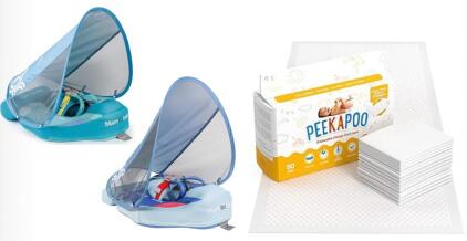 (100) Pcs Peekapoo Disposable Changing Pad Mats & (2) Mambobaby Pool Floaties