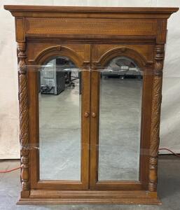 Vintage Oak Cabinet With Door Mirrors