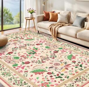 Vintage Style Pink BaseFloral Area Rug 8'x10'- New In Box