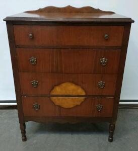 20th-Century Walnut-Toned 4 Drawer Dresser