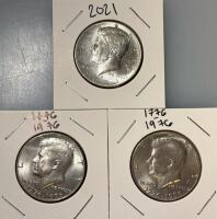 (3) John F. Kennedy Half Dollar Coins
