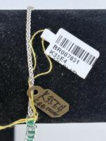 Sterling Silver Tennis Bracelet, 2.14ct Pear Emeralds, 6.66g, Model K35E4, Serial BR007831 - 3
