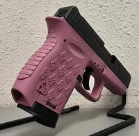 Diamondback DB9 9mm Pistol, Pink Frame, Black Slide, 3" Barrel, Serial YF3169, Galco Holster - 2