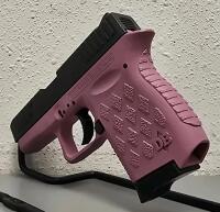Diamondback DB9 9mm Pistol, Pink Frame, Black Slide, 3" Barrel, Serial YF3169, Galco Holster - 3