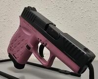 Diamondback DB9 9mm Pistol, Pink Frame, Black Slide, 3" Barrel, Serial YF3169, Galco Holster - 6