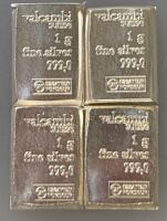 (4) Valcambi Suisse 1G 999.0 Fine Silver Bars