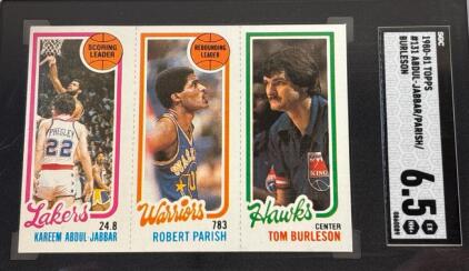 1980-81 Topps Basketball #131 Abdul-Jabbar/Parish/Burleson SGC 6.5 Graded Card