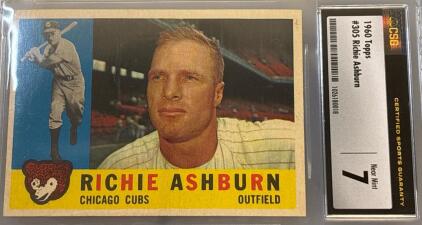 1960 Topps #305 Richie Ashburn Chicago Cubs CSG 7 Near Mint Graded Baseball Card