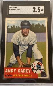 1953 Topps #188 Andy Carey SGC 2.5 GD+ New York Yankees Infielder Vintage Baseball Card