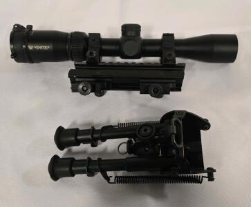 Vortex Crossfire II 2-7x32 Scope With Scope Rings And Rail Mount, V-Life Bi-Pod