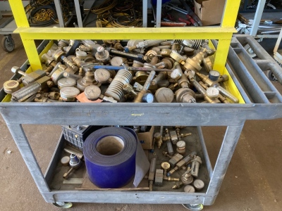 Rolling Cart of Assorted Pressure Gauges