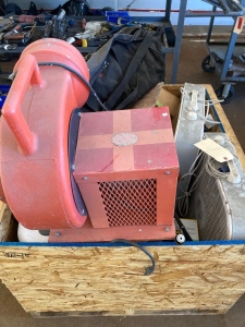 Box Crate of Fans and Assorted Items