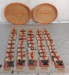 (2) Hand Woven Baskets W/ (50) Handmade Metal Ornaments