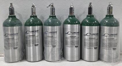 (6) Lincare Aluminum Medical Oxygen Cylinders