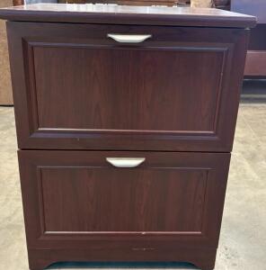 Dark Brown 2-Drawer Vertical Wood Filing Cabinet with Metal Handles
