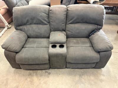 Gray Reclining Sofa with Cup Holders, Microfiber Upholstery, 2-3 Seat