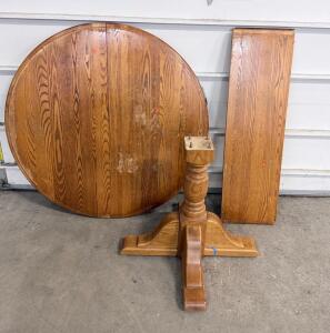Round Wood Dining Table with 2 Leaves, Serial 9600 - 48&rdquo;