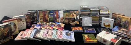 CDs and DVDs - Many Unopened- Danielle Steel - A Place to Call Home - Mozart and More