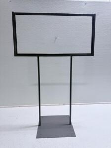 Gray Metal Freestanding Sign Holder Stand, 24"x12" Frame
