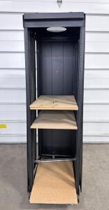 Black Server Rack Cabinet, Steel Frame with Wooden Shelves, 42U, 6ft