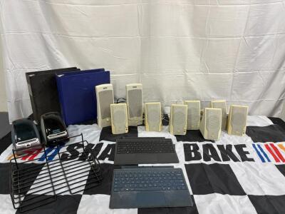 Box Of Advent Computer Speakers, Wired, 9 Units, Beige. (2) Keyboards & More