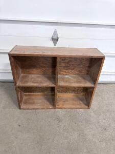 Brown Wooden Bookshelf with 4 Open Shelves. 3 ft x 3 ft