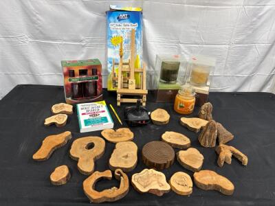 Assorted Home Decor Bundle: 15" Salt Lamp, Yankee Candles, Gaming Joystick