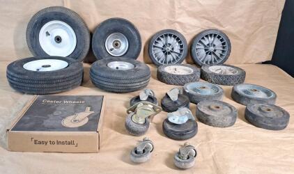 (2) 4.10 / 3.50 - 6 Dolly Tires, (2) 4.10 / 3.50 - 4 Dolly Tires & Assorted Utility & Caster Wheels