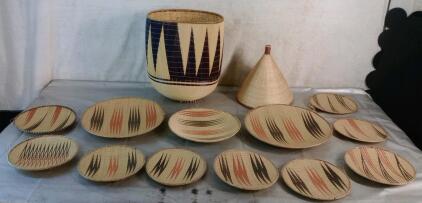 (14) Assorted Hand Woven Decorative Baskets