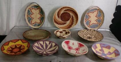 (10) Assorted Hand Woven Decorative Baskets