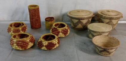 (10) Assorted Hand Woven Decorative Baskets