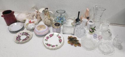 Assorted Vintage Home Decor Includes Crystal Pitchers And Candy Dishes