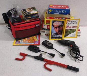 (1) The Original Club Security System (Red), (1) Black & Decker Plug-In Power Drill (Black), (2) Outdoor Plug-In Timers, & Much More!