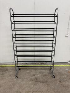 10-Shelf Metal Storage Rack with Caster Wheels, Grey, 60x30x14 in