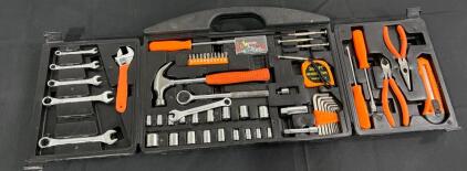 Compact 50-Piece General Hand Tool Set, Metric/SAE, Orange Handles, Carrying Case, China