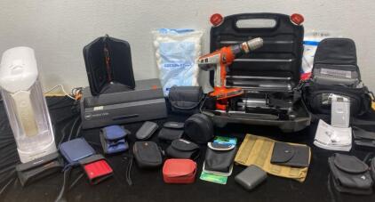 Aquasana ( Powers On ) VeloBind V100e ( Powers On ) Cordless Drill ( No Battery- Unable to Test ) DXG Digital Camera and More