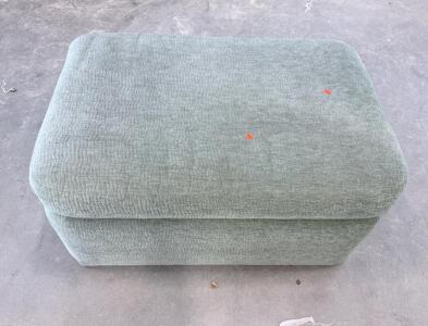 Light Green Upholstered Storage Ottoman, Fabric, Rectangular Shape