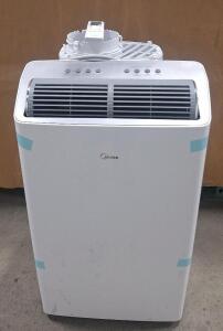 (1) Midea Duo 14,000 BTU (12,000 BTU SACC) High Efficiency Inverter Quiet Portable Air Conditioner,with Heat up to 550 Sq. Ft.,white, Works with Alexa/Google Assistant, with Remote Control & Window Kit