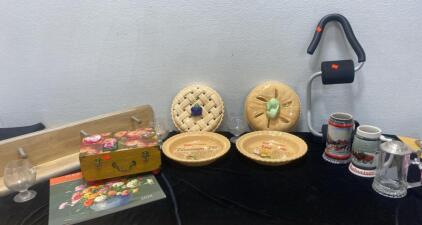 (2) Betty Crocker Pie Plates with Lid - Budweiser Mugs - and More