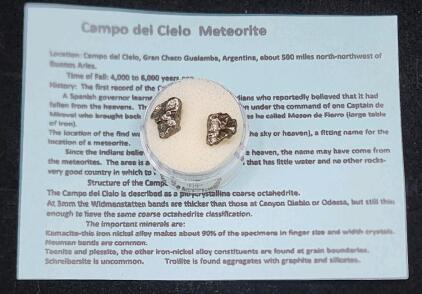 (1) 3.06 Grams Meteorite-Space Rock Campo Del Cielo Argentina